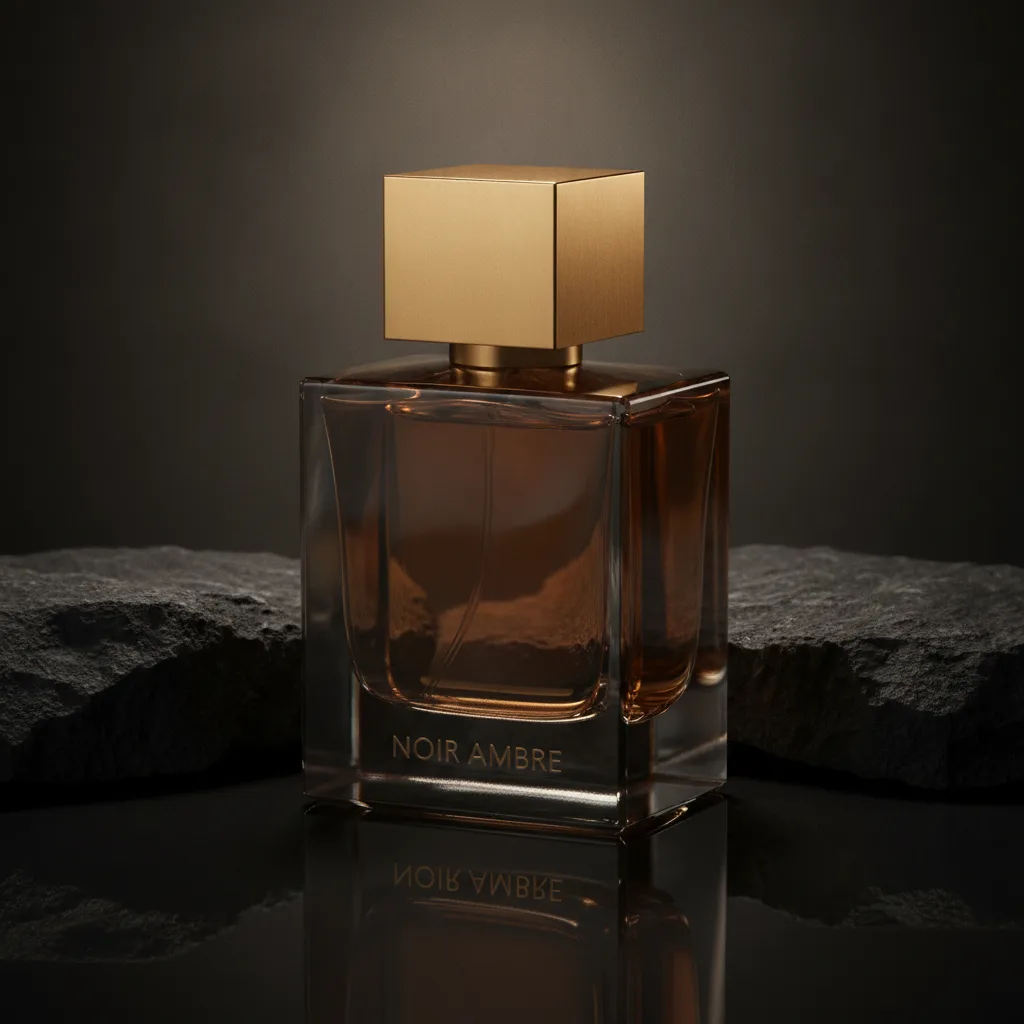 Still from the Luxury product reveal template: Studio product photograph on black basalt, a single soft key light from above, deep reflections, no text.